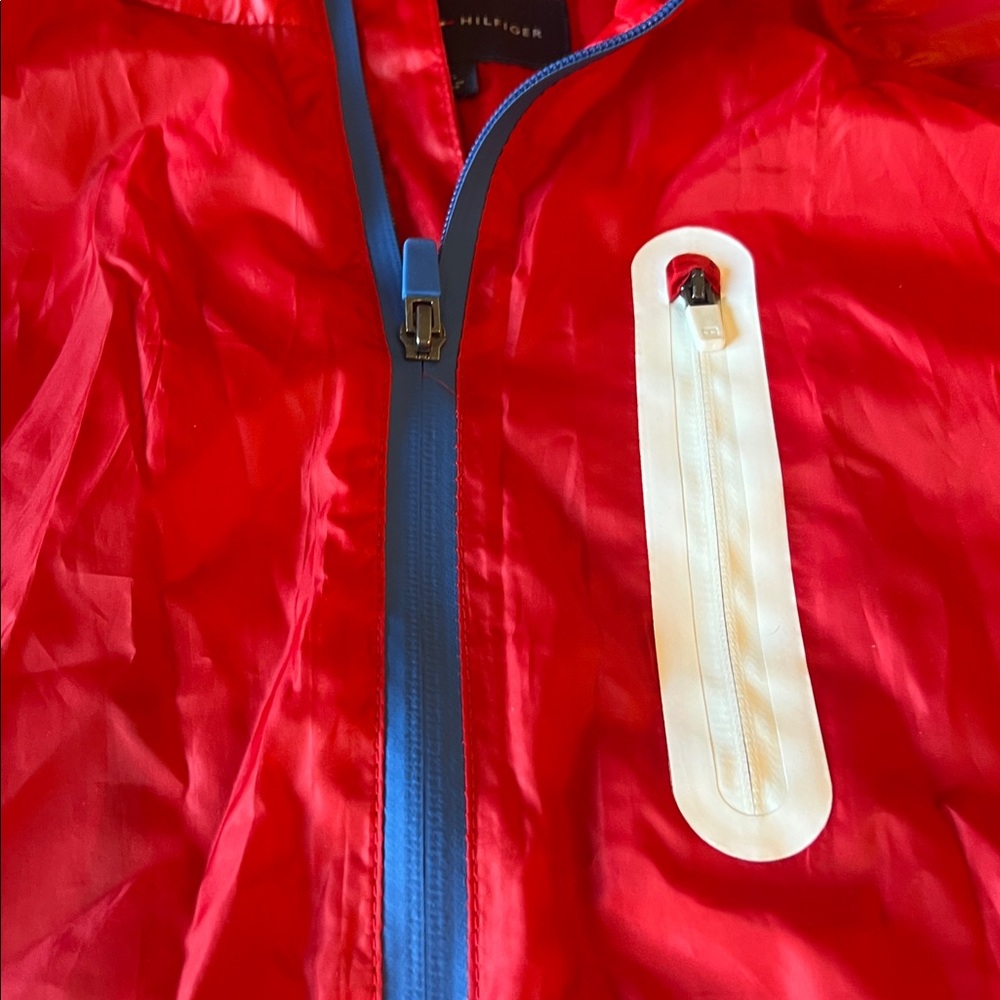 Tommy Hilfiger Red and Blue Raincoat windbreaker - size Large - Picture 2 of 5